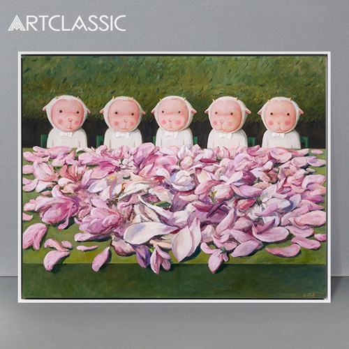 合春住 治愈系装饰画当代艺术画 大尺寸客厅挂画卧室餐厅油画版画