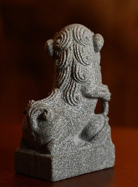 尚古石器狮子摆件一对石头大小号中式家居书房办公装饰品工艺礼品