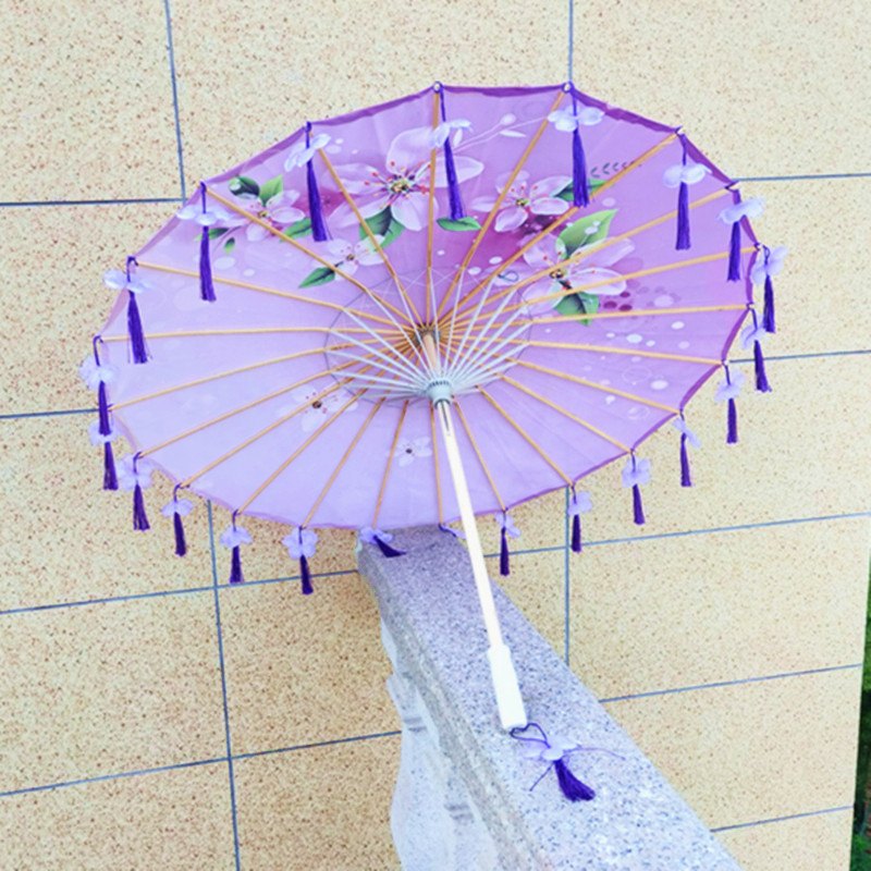 古风花瓣流苏伞防雨古代汉服舞蹈伞装饰道具走秀演出跳舞油纸伞