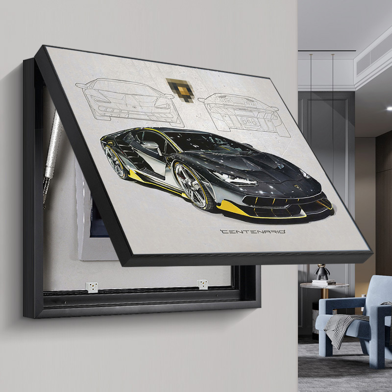电表箱汽车挂画客厅电闸盒配电箱遮挡潮流创意超跑现代简约装饰画
