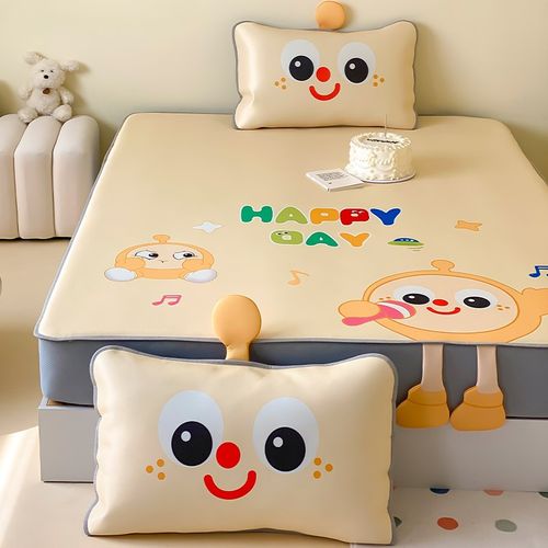 啵啵小蛋饱可爱A类冰丝凉席三件套异型卡通可机洗空调软席1.8笠