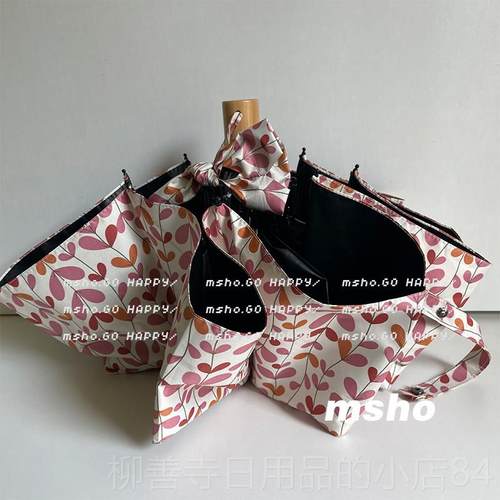 正品sho万众瞩m目昔/奶粉三色堇 雨实木手柄黑胶伞晴雨两用遮阳防