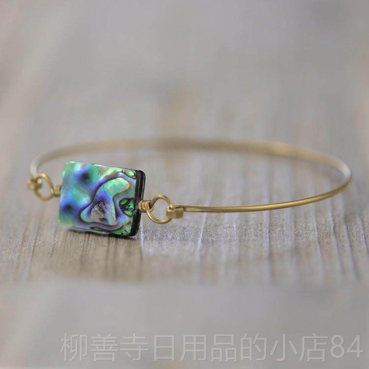 正品天然鲍鱼贝壳手链素饰元纯银海洋风品 原创设计可订欧美风格