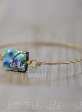 正品天然鲍鱼贝壳手链素饰元纯银海洋风品 原创设计可订欧美风格