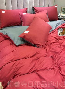 正品日式床单四套复古床品床笠i件ns风北少女ab灰色套三被件套欧4