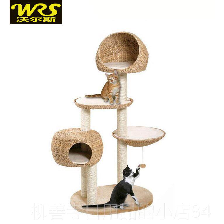 正品大型猫爬架实木自剑麻窝夏季猫树别墅猫咪玩具藤编猫跳猫台制