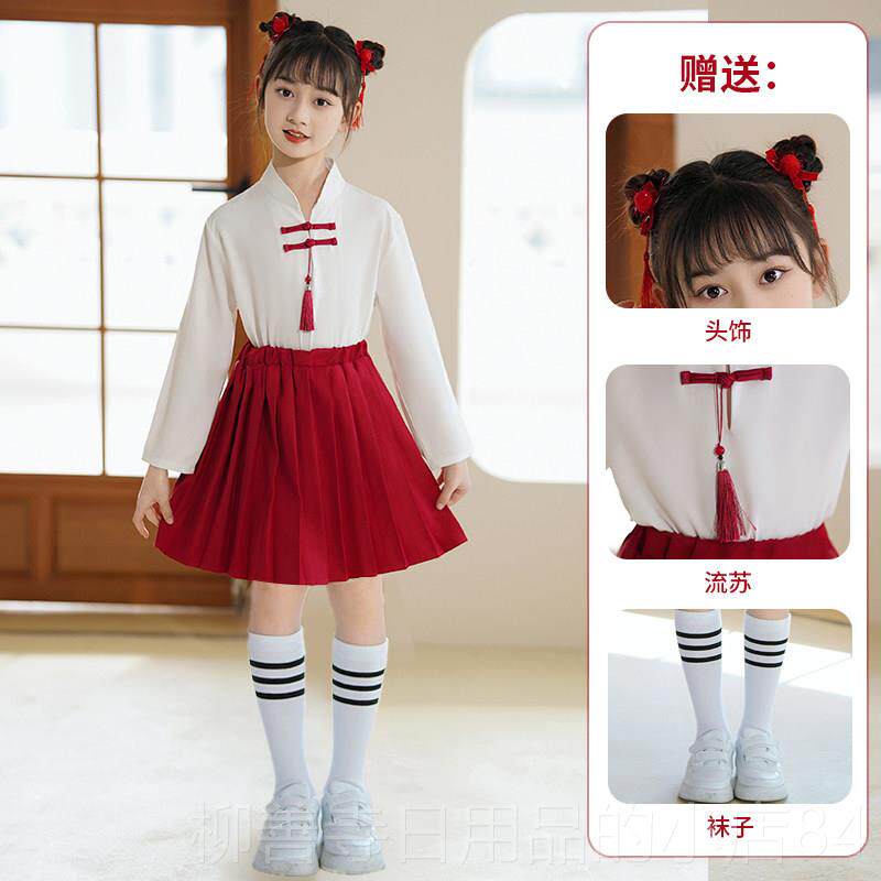 正品六一出童大合唱服诗歌朗小儿诵中国风汉服演服饰中学生运动会