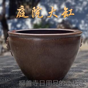 正品景镇鱼缸特大号客厅乌陶瓷养德龟缸睡碗莲荷花庭院家用老式缸