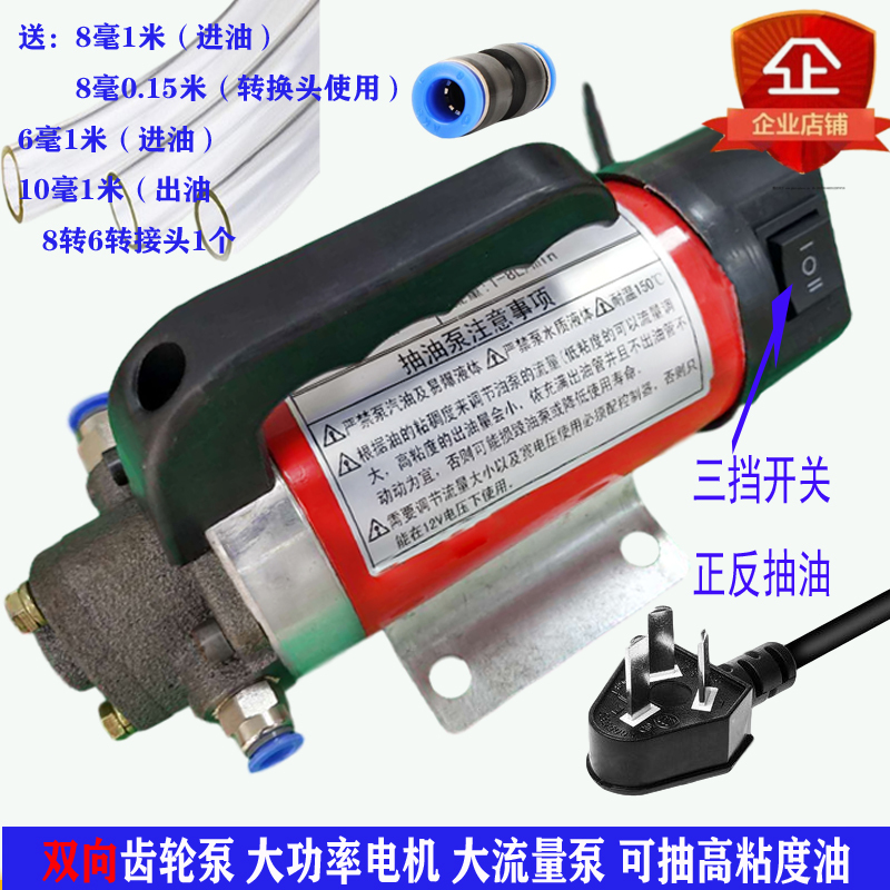 220V高压抽油泵12V电动 汽车 机油泵微型加油器齿轮 铸铁 正反抽
