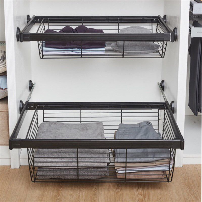 衣柜拉篮抽屉式深浅口伸缩裤架内置衣帽间收纳不锈钢藤篮家用网篮,收纳整理,其他收纳篮,淘宝优惠券,粉丝福利购,淘宝优惠卷