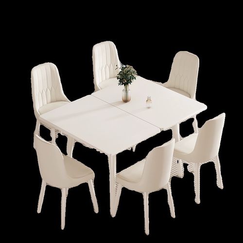 餐桌家用小户型可折叠伸缩现代简约实木桌子奶油风餐桌椅组合高端