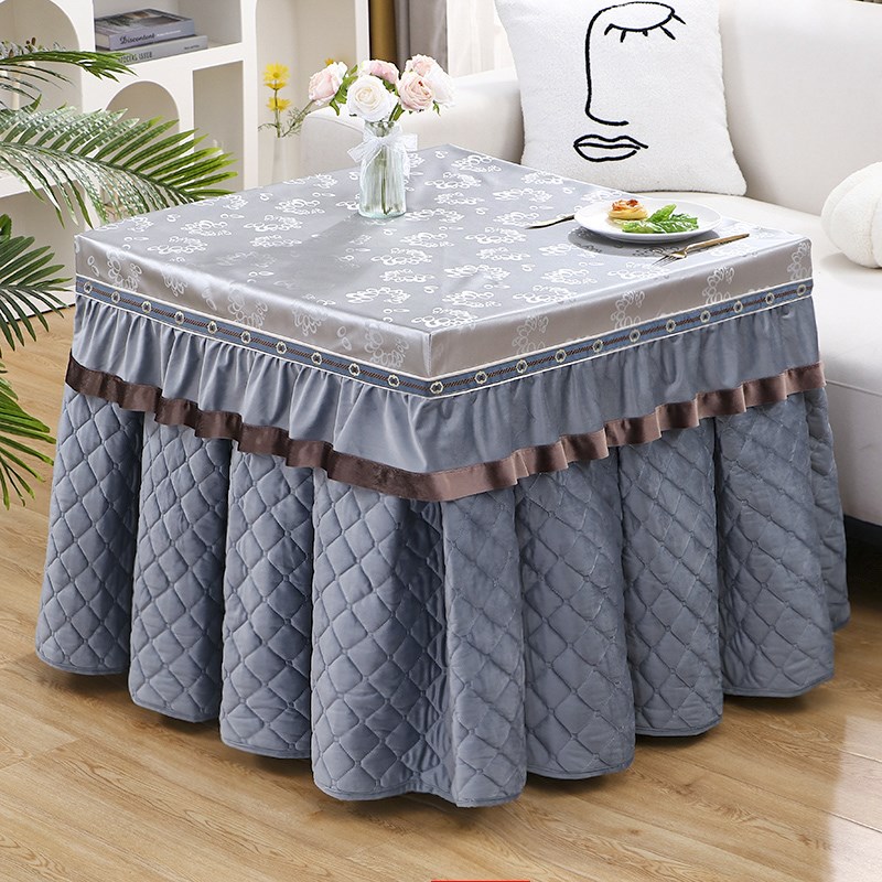 防水皮面正方形烤火桌罩冬季家用被麻将机取暖套加绒加厚电炉罩