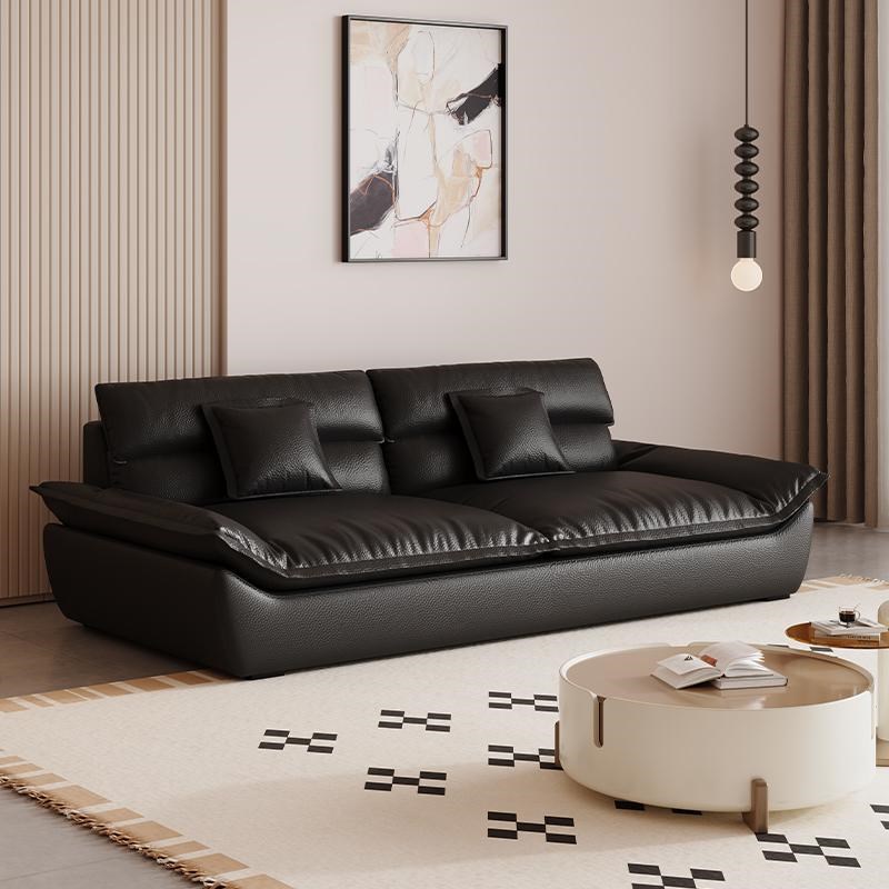 意式极简帆船猫抓皮艺沙发客厅直排懒人沙发小户型民宿公寓出租屋