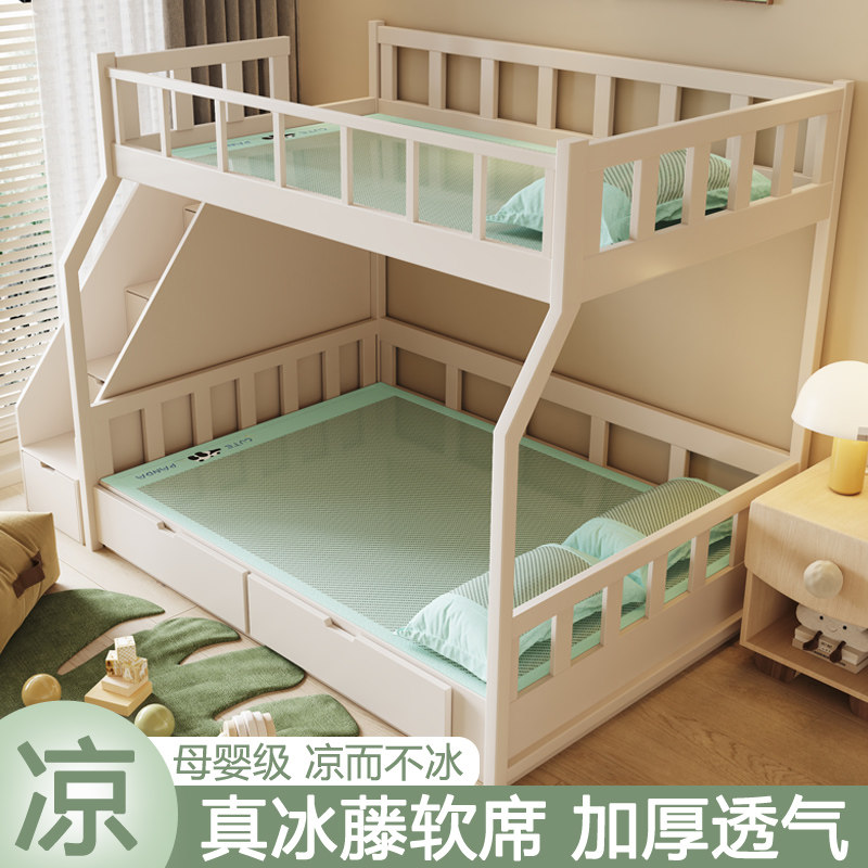 儿童子母床冰丝席软凉席单人床宿舍夏季席子上下床藤席高低床夏天