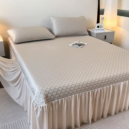 2025新款夏季凉席冰丝席可机洗三件套床裙款夏天空调软席子1.8m床