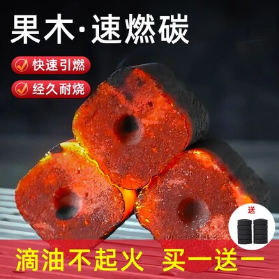 速燃果木炭易燃耐烧无烟不飘灰
