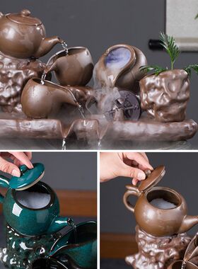 创意景观陶瓷招财摆件循环水室内流水鱼缸增氧过滤器家用流水器
