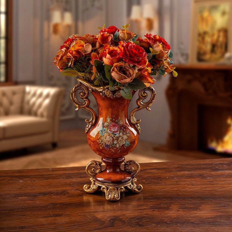 欧式奢华晕系复古花瓶客厅装饰品仿真花假花插花器电视柜走廊摆设,家居饰品,花瓶,淘宝优惠券,粉丝福利购,淘宝优惠卷