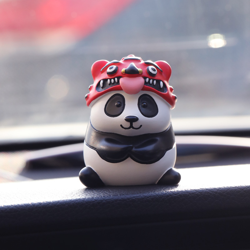 虎头帽熊猫 老虎年车载摆件上档次创意2021新款 可搭配香薰装饰