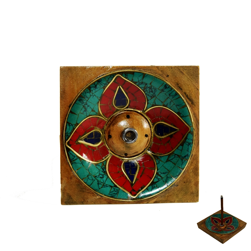 尼泊尔松石手工藏香插香盘5-6毫米柱香插大口径香具香座摆件