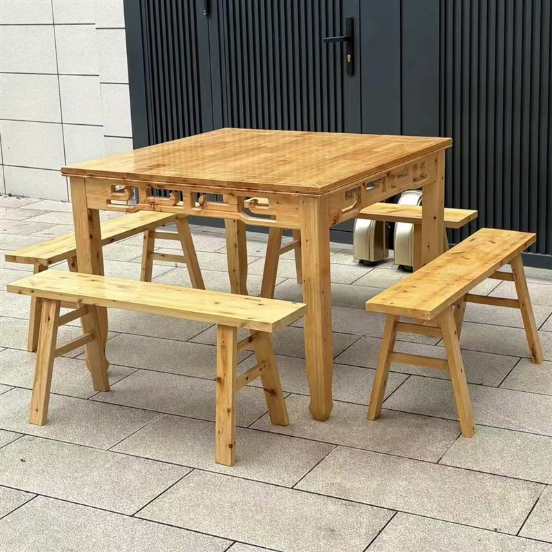 实木仿古八仙桌正方形中式四方组合桌饭店家用面馆龙家乐餐厅餐桌