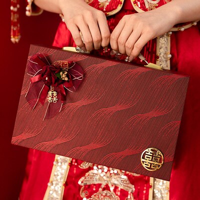 糊涂娘娘彩礼钱盒子结婚礼金盒提亲定亲聘礼盒陪嫁彩礼盒订婚用品