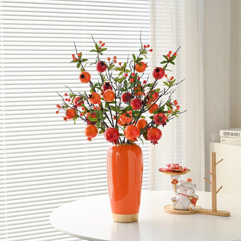 仿真石榴摆件多子多福干花果树枝花瓶插花假花客厅装饰仿真花摆设,家居饰品,仿真花/假花,淘宝优惠券,粉丝福利购,淘宝优惠卷