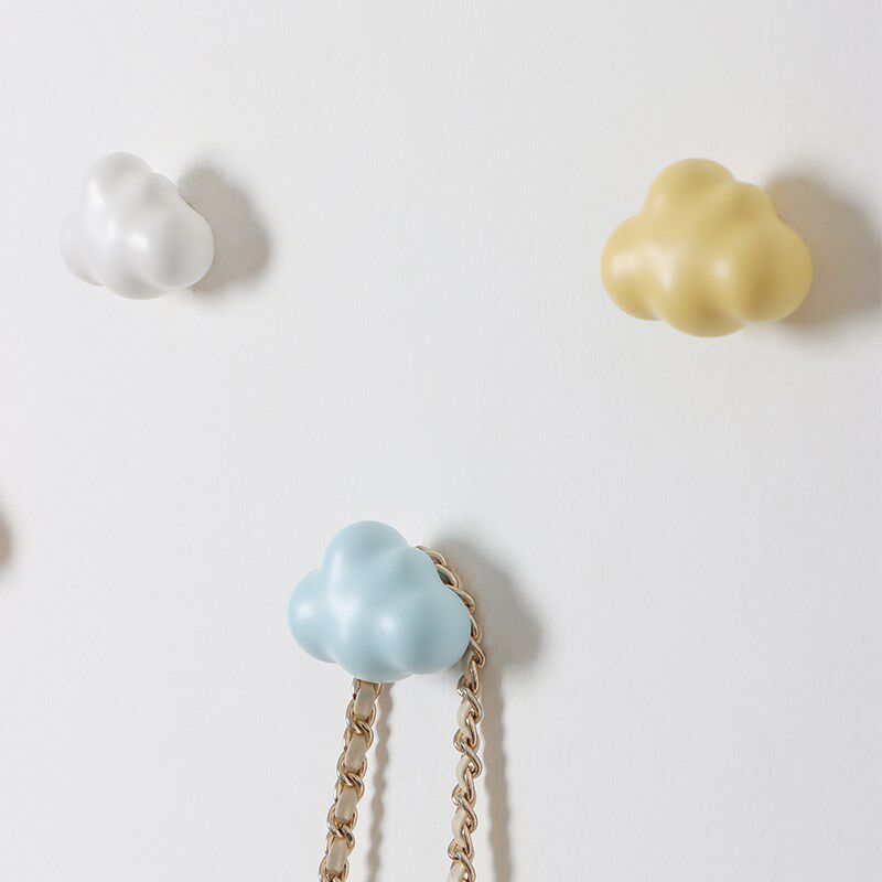 新款可爱云朵衣柜外侧面挂钩免打孔创意强力粘贴柜子旁挂衣钩单个