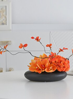 香水莲红色洽谈桌摆件会议桌摆花台面花艺台花装饰花卉仿真花高档