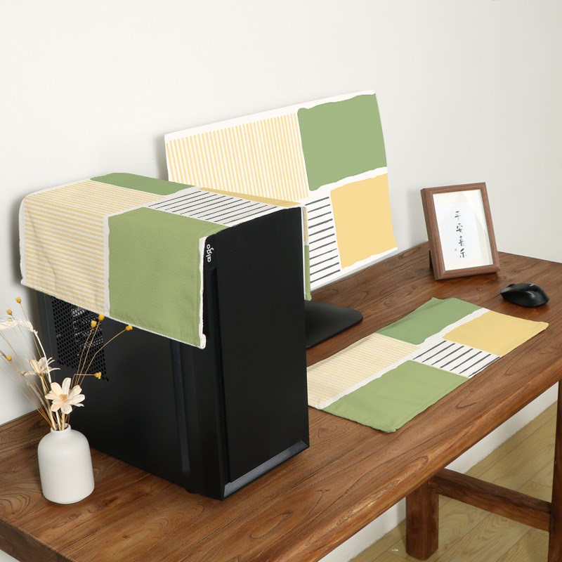 电脑防尘罩保护27寸台式装饰装主机键盘显示器盖布遮尘三件