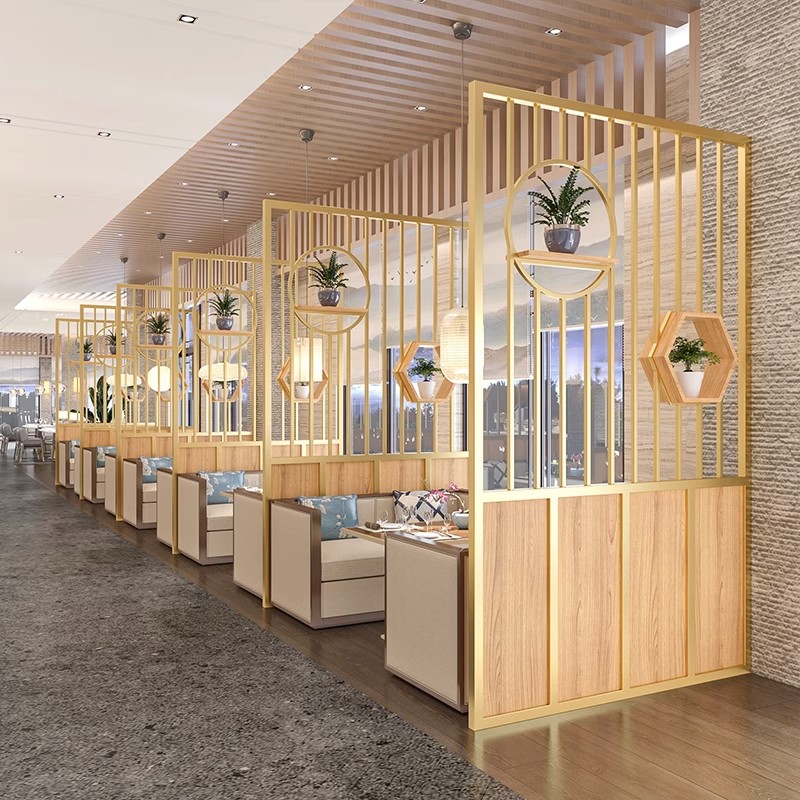 简约现代铁艺屏风酒吧饭厅隔断饭店包间卡座围栏工业风玄关装饰