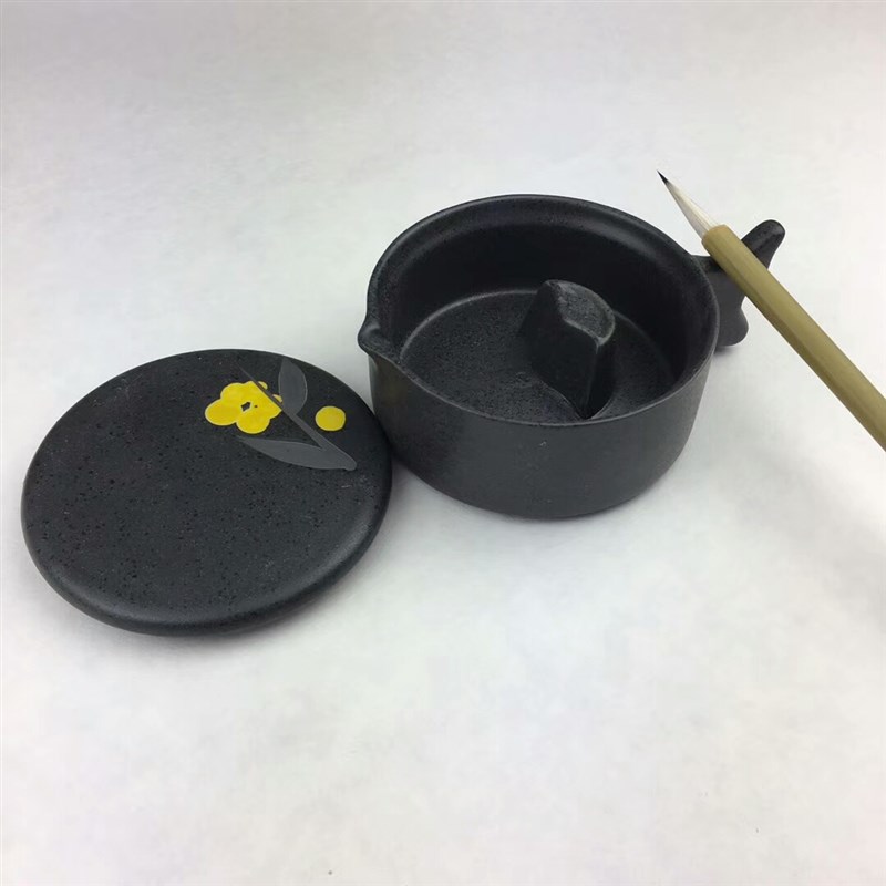 碟墨初台砚台砚 端文瓷碟陶盒笔宝墨砚汁带洗水台四砚墨房盖