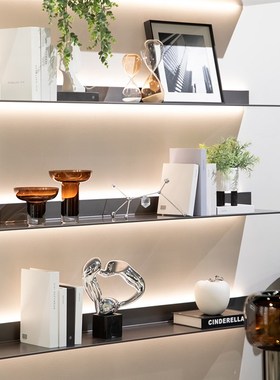 软装搭配书房饰品摆件现代简约装饰书柜书桌台面花瓶几何摆件