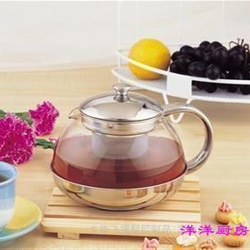 茶壶 玻璃茶壶 不锈钢太极壶 耐高温玻璃茶具 花草茶具 800ML