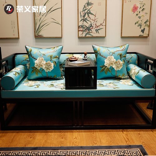 中式罗汉床垫子古典红木沙发坐垫实木家具椅子垫子五件套防滑定制