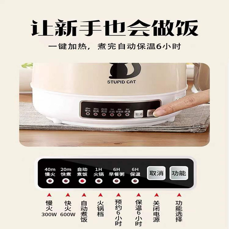 宿舍电锅小功率多功能电煮锅学生家用炒锅一体智能不粘煮面电热锅