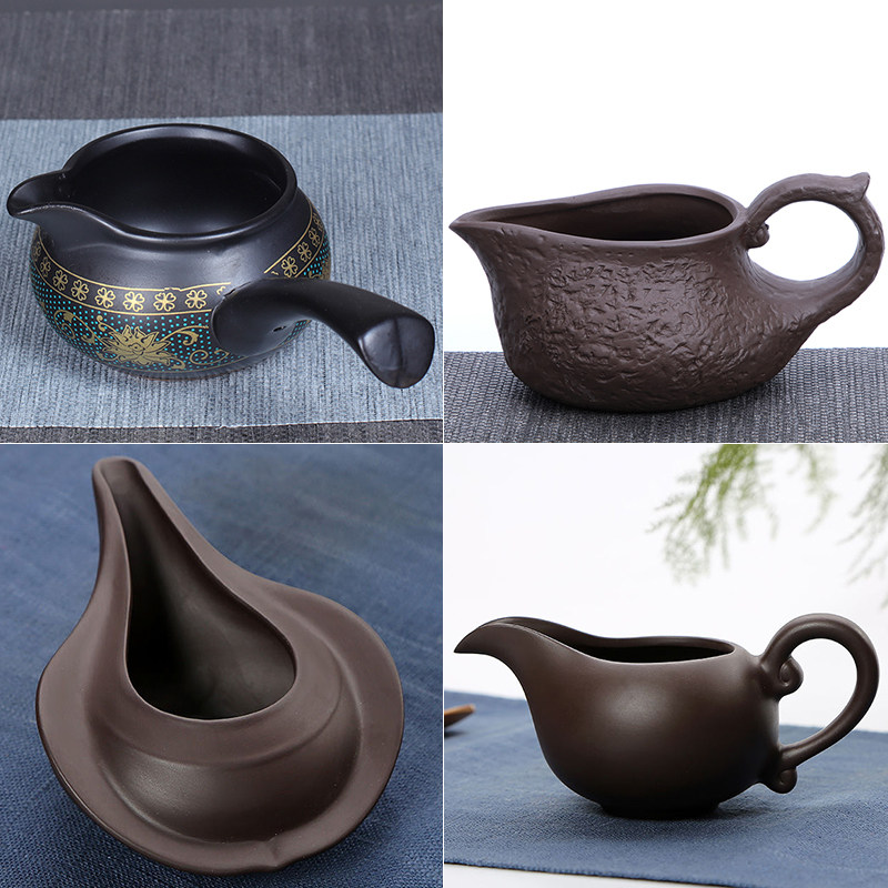 公道杯茶漏一体紫砂分茶器家用陶瓷功夫茶具配件哥窑茶海石磨过滤