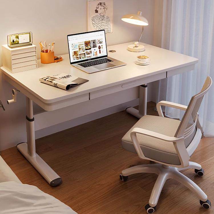 手摇升降桌卧室学生写字桌简易办公桌双人电脑桌手动手摇儿童书桌