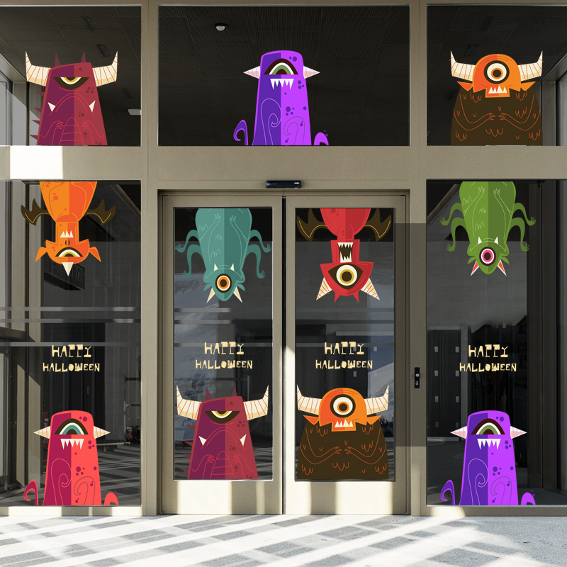 万圣节妖怪创意个性装扮贴纸玻璃推拉门橱窗装饰静电无胶贴膜双面