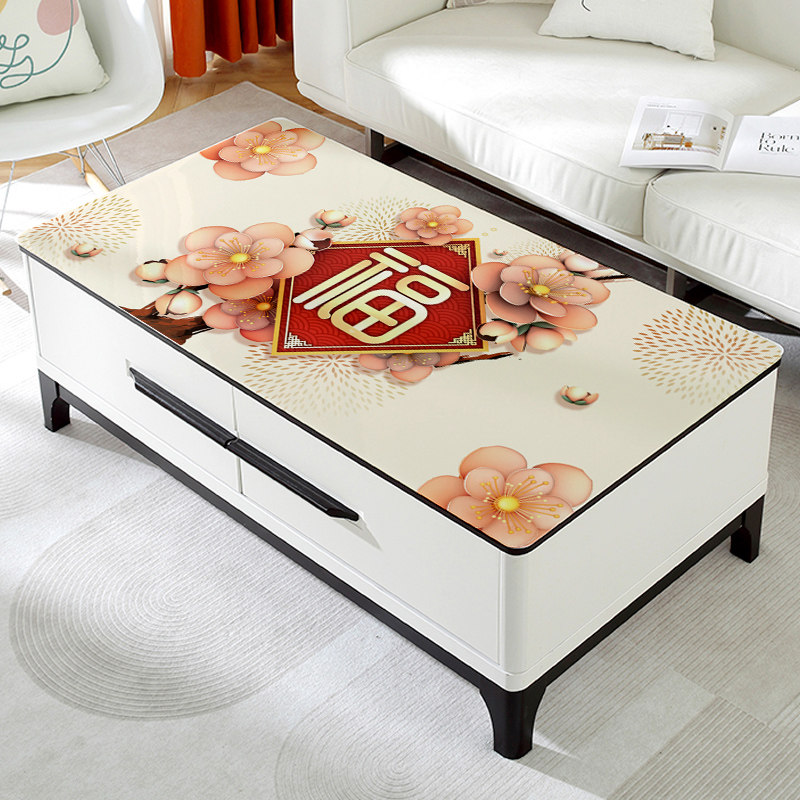 新年喜庆茶几桌布电视柜防水防油免洗加厚餐桌布2023年新款茶几垫