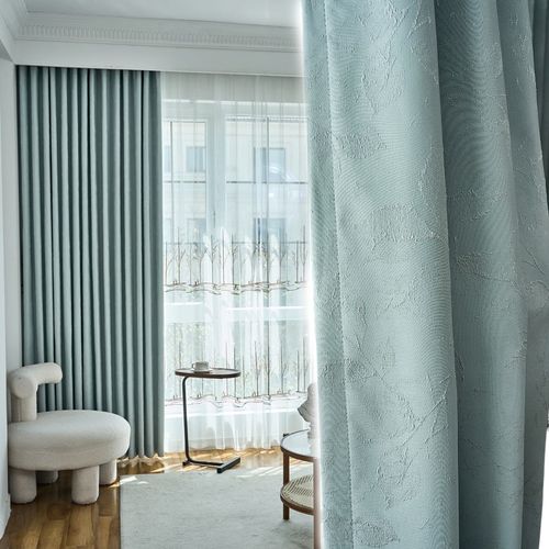 新款2024提花3D硅藻泥风格成品窗帘客厅落地窗定制全遮光卧室布帘