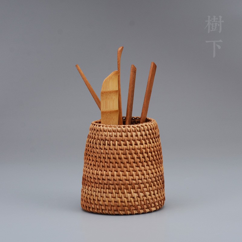 藤编茶道六君子组合套装手工竹节茶勺茶针茶则茶夹功夫茶具零配件