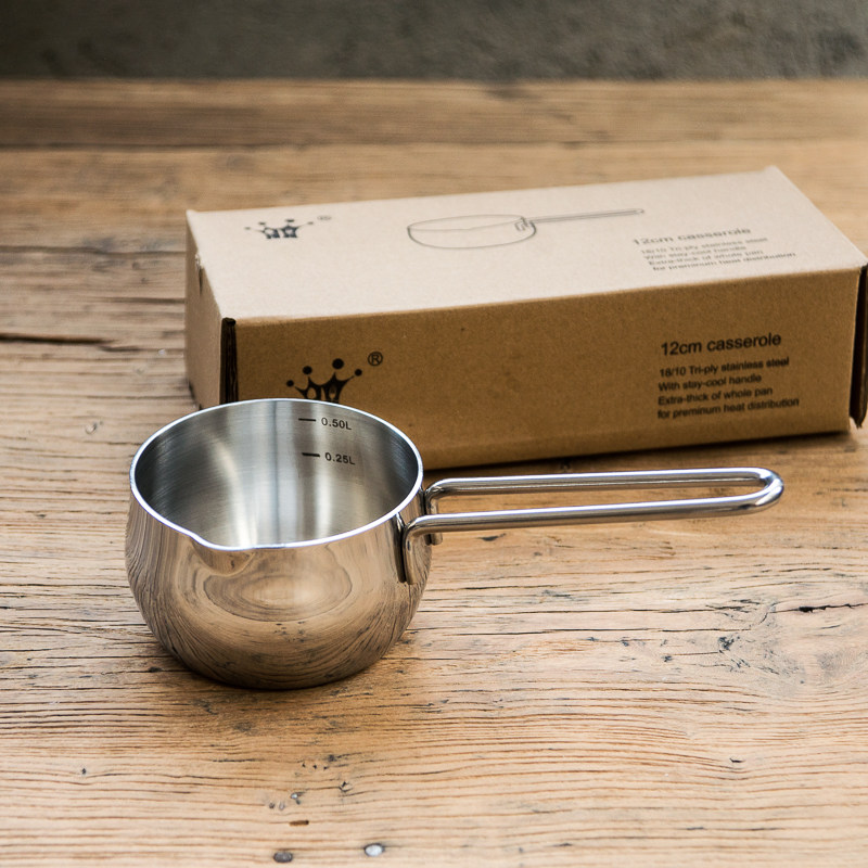 【K35】三层钢一体成型12cm奶锅融化黄油锅泼油锅18-10不锈钢辅食