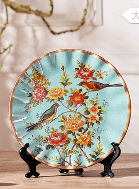 欧式装饰盘摆件摆盘装饰品盘子陶瓷 酒柜摆设家居饰品客厅工艺品