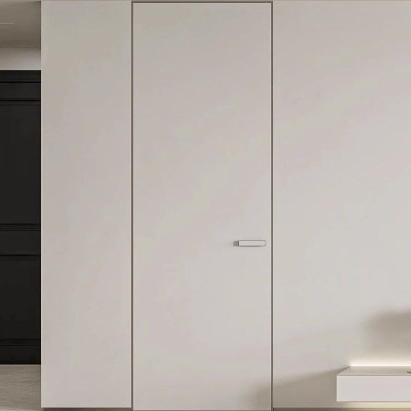 室内极简隐框铝木门墙一体隐形门极窄边框通顶暗门无框门可刷漆