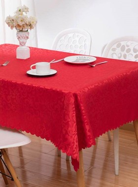 茶几桌布红色结婚大红色金黄色商务美甲桌柜子喜庆方桌台布正方形