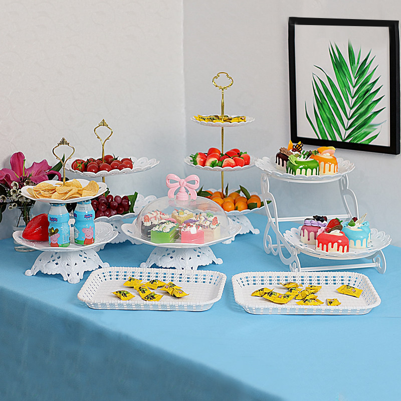 欧式甜品台摆件展示架创意婚礼派对蛋糕架双层糖果茶点心水果盘