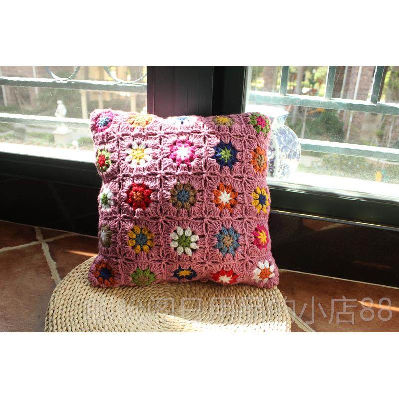 高档良本手作工钩针 公主发田园风床头抱手枕沙靠背靠垫毛线靠包