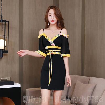 高档装性感女性服桑拿师制服修身Look低吊带胸日本技和服浴按摩健