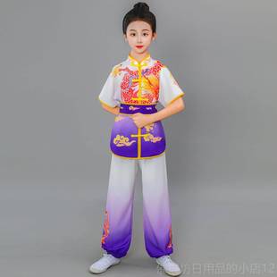 正品国庆儿童武演服少童儿男女武术服比赛表演服长短袖练表功服术